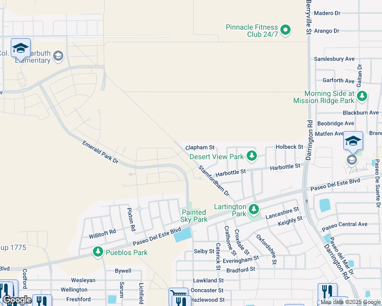 map of restaurants, bars, coffee shops, grocery stores, and more near 1004 Stamfordham Drive in El Paso