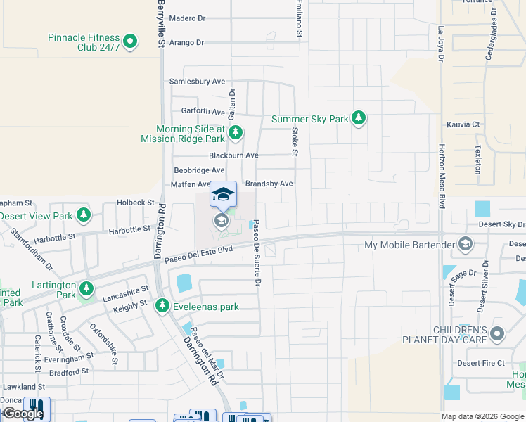 map of restaurants, bars, coffee shops, grocery stores, and more near 13712 Brandsby Avenue in Horizon City