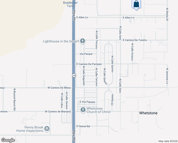 map of restaurants, bars, coffee shops, grocery stores, and more near 120 East Vía Corta in Huachuca City