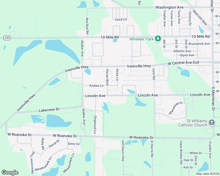 map of restaurants, bars, coffee shops, grocery stores, and more near 132 Pecan Boulevard in Fitzgerald