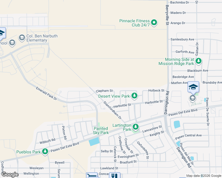 map of restaurants, bars, coffee shops, grocery stores, and more near 13497 Coldham Street in El Paso