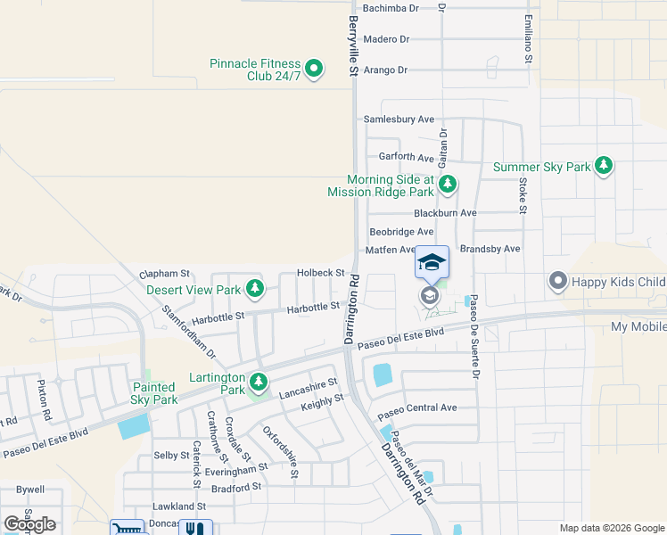 map of restaurants, bars, coffee shops, grocery stores, and more near 13689 Holbeck St. in El Paso
