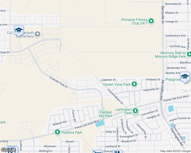 map of restaurants, bars, coffee shops, grocery stores, and more near Palmspring in El Paso