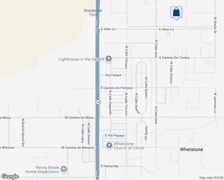 map of restaurants, bars, coffee shops, grocery stores, and more near 120 East Vía Corta in Huachuca City