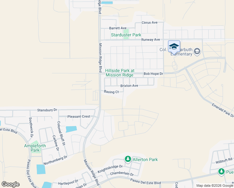 map of restaurants, bars, coffee shops, grocery stores, and more near 12640 Basing Court in El Paso