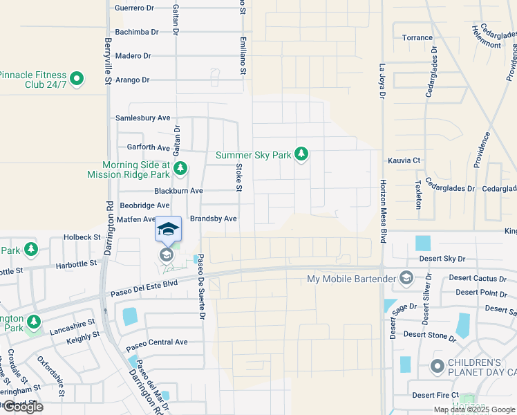 map of restaurants, bars, coffee shops, grocery stores, and more near October Sky Court in Horizon City