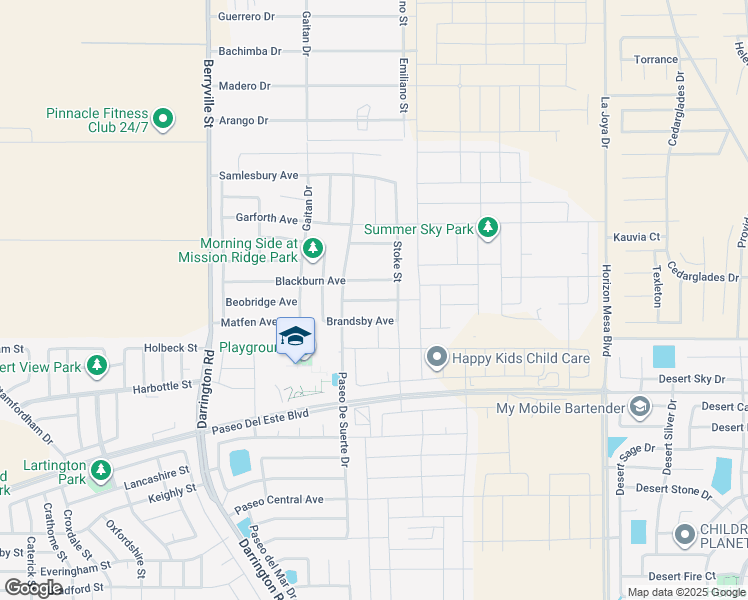 map of restaurants, bars, coffee shops, grocery stores, and more near Winford Avenue in El Paso County