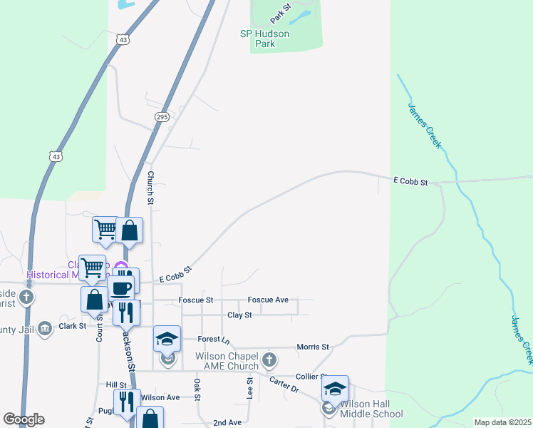 map of restaurants, bars, coffee shops, grocery stores, and more near 165 East Cobb Street in Grove Hill