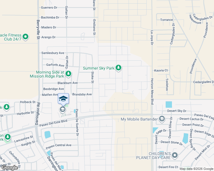 map of restaurants, bars, coffee shops, grocery stores, and more near October Sky Court in Horizon City