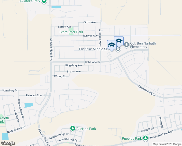 map of restaurants, bars, coffee shops, grocery stores, and more near Mission Ridge in El Paso