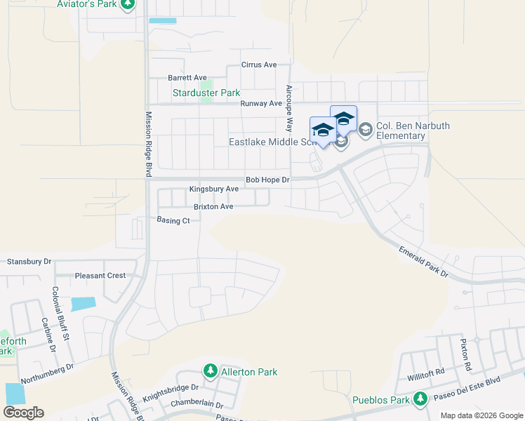 map of restaurants, bars, coffee shops, grocery stores, and more near Mission Ridge in El Paso
