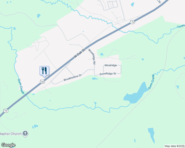 map of restaurants, bars, coffee shops, grocery stores, and more near 303 Woodridge Road in Palestine