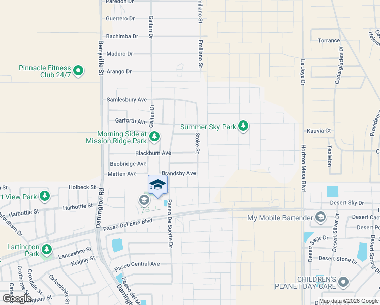 map of restaurants, bars, coffee shops, grocery stores, and more near 13745 Blackburn Avenue in Horizon City