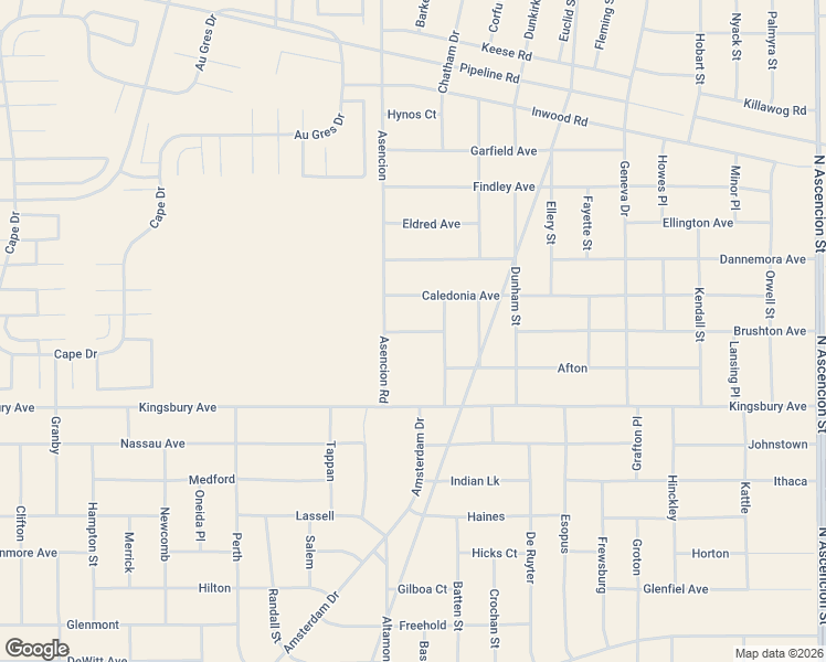 map of restaurants, bars, coffee shops, grocery stores, and more near Ascension Road in El Paso