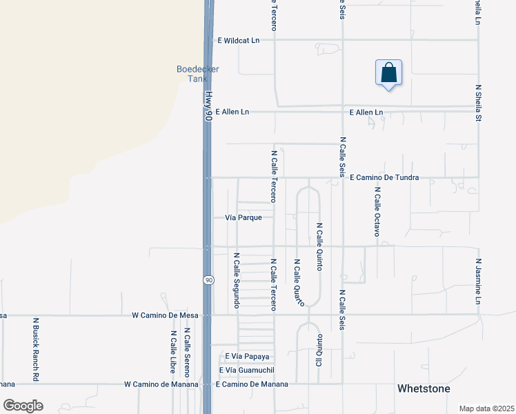 map of restaurants, bars, coffee shops, grocery stores, and more near 124 East Vía Nova in Huachuca City