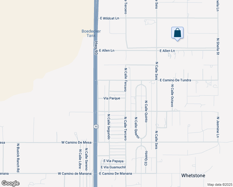 map of restaurants, bars, coffee shops, grocery stores, and more near 124 East Vía Nova in Huachuca City