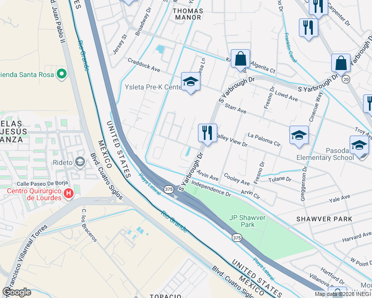 map of restaurants, bars, coffee shops, grocery stores, and more near 649 Cora Place in El Paso