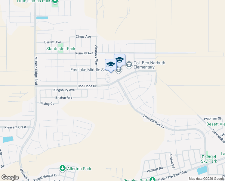 map of restaurants, bars, coffee shops, grocery stores, and more near Taxi Way Street in El Paso