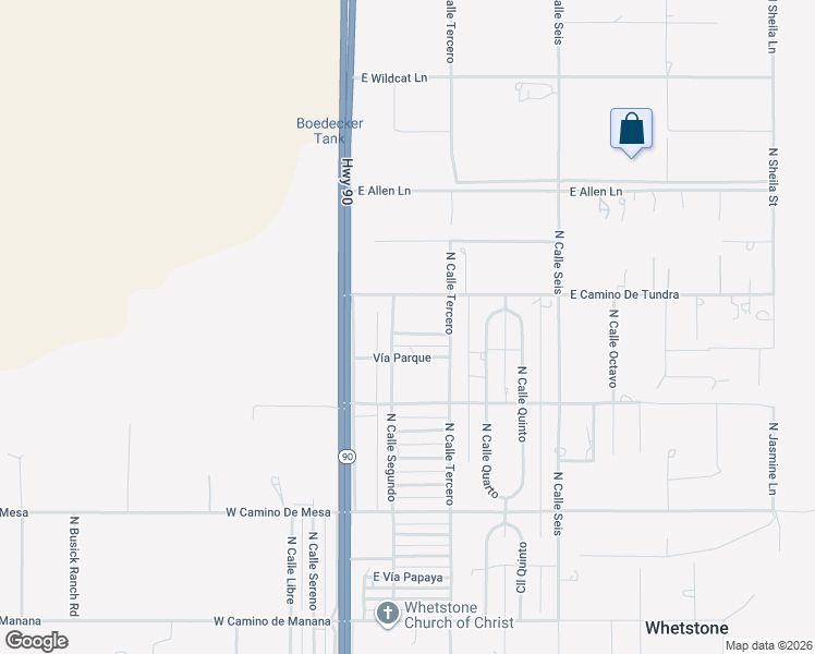 map of restaurants, bars, coffee shops, grocery stores, and more near 107 East Vía Nova in Huachuca City