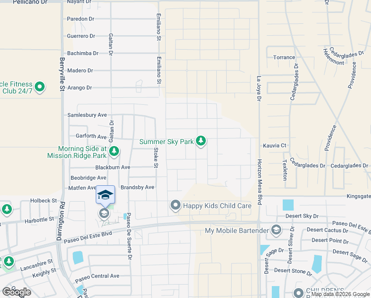map of restaurants, bars, coffee shops, grocery stores, and more near Stoke Street in Horizon City