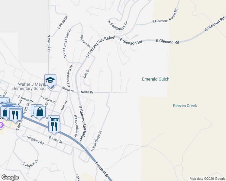 map of restaurants, bars, coffee shops, grocery stores, and more near 40 Papago Place in Tombstone