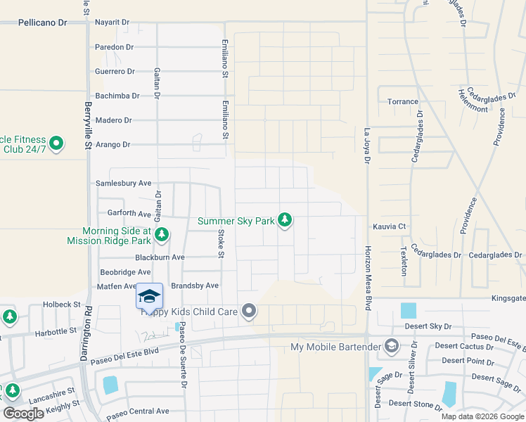 map of restaurants, bars, coffee shops, grocery stores, and more near Stoke Street in Horizon City
