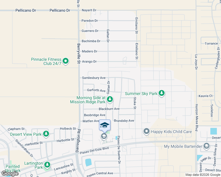map of restaurants, bars, coffee shops, grocery stores, and more near 13664 Garforth Avenue in Horizon City