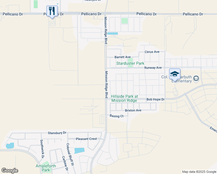 map of restaurants, bars, coffee shops, grocery stores, and more near 951 Brudenal Place in El Paso