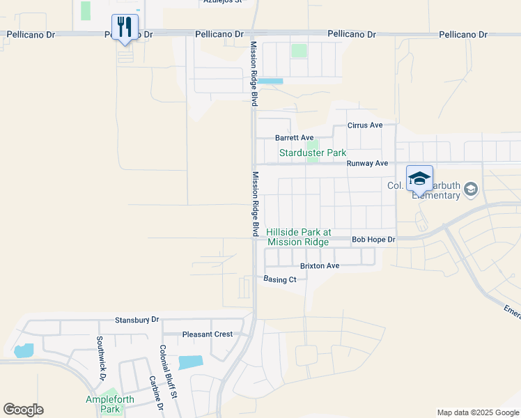 map of restaurants, bars, coffee shops, grocery stores, and more near 951 Brudenal Place in El Paso