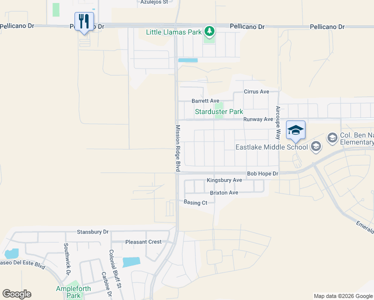map of restaurants, bars, coffee shops, grocery stores, and more near 951 Brudenal Place in El Paso