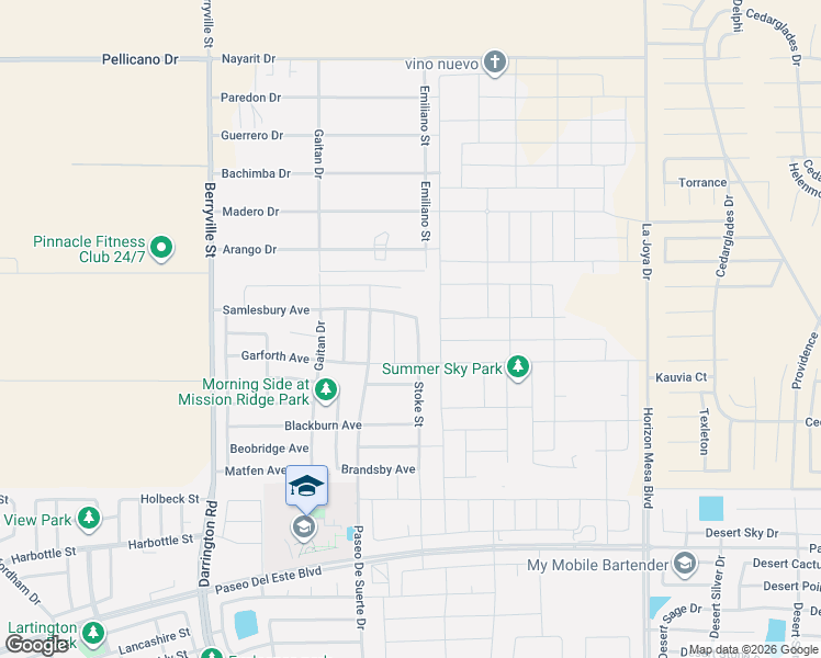 map of restaurants, bars, coffee shops, grocery stores, and more near 13749 Samlesbury Avenue in Horizon City