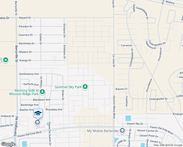 map of restaurants, bars, coffee shops, grocery stores, and more near La Joya in El Paso
