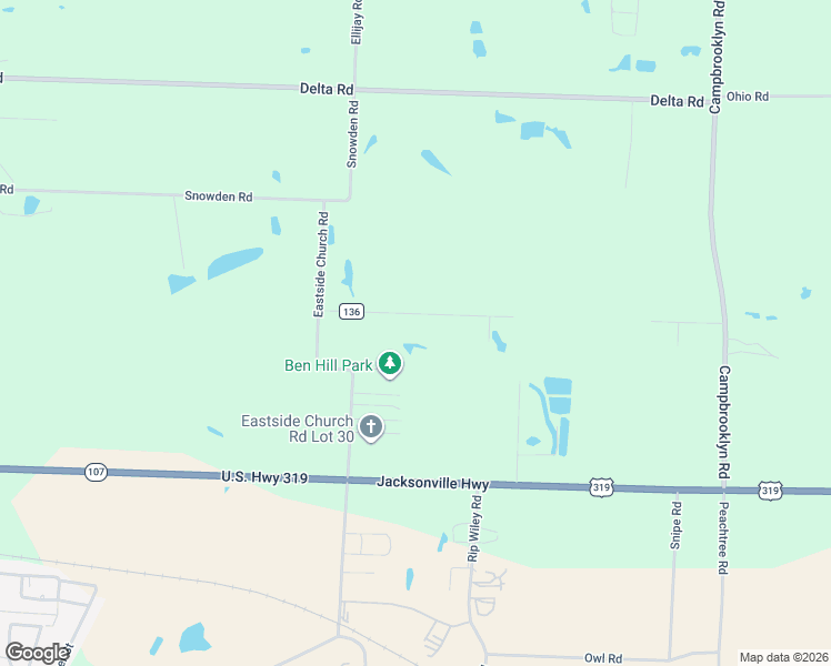 map of restaurants, bars, coffee shops, grocery stores, and more near 141 East Road in Fitzgerald