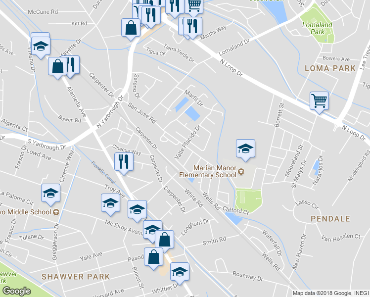 map of restaurants, bars, coffee shops, grocery stores, and more near 8201 Valle Placido Drive in El Paso