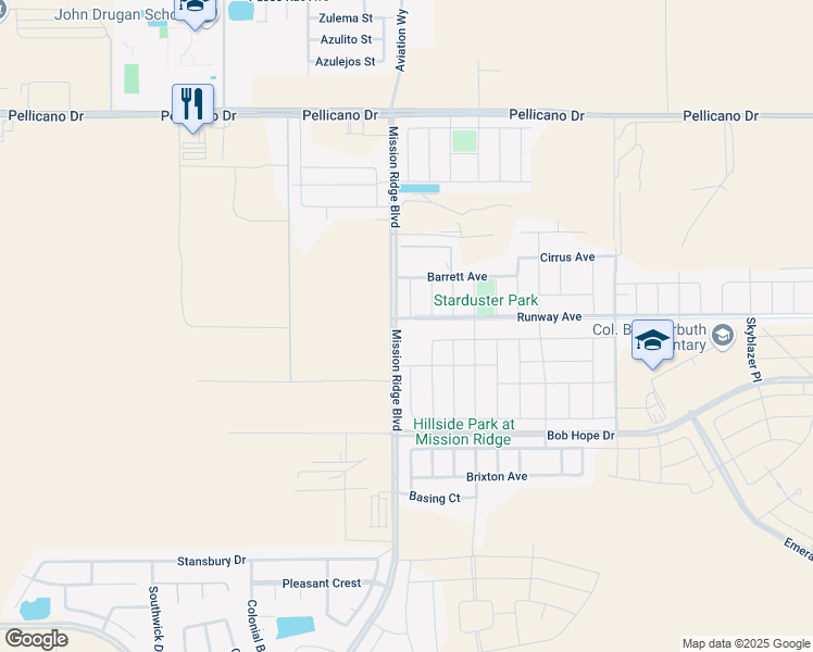 map of restaurants, bars, coffee shops, grocery stores, and more near 12716 Runway Avenue in El Paso