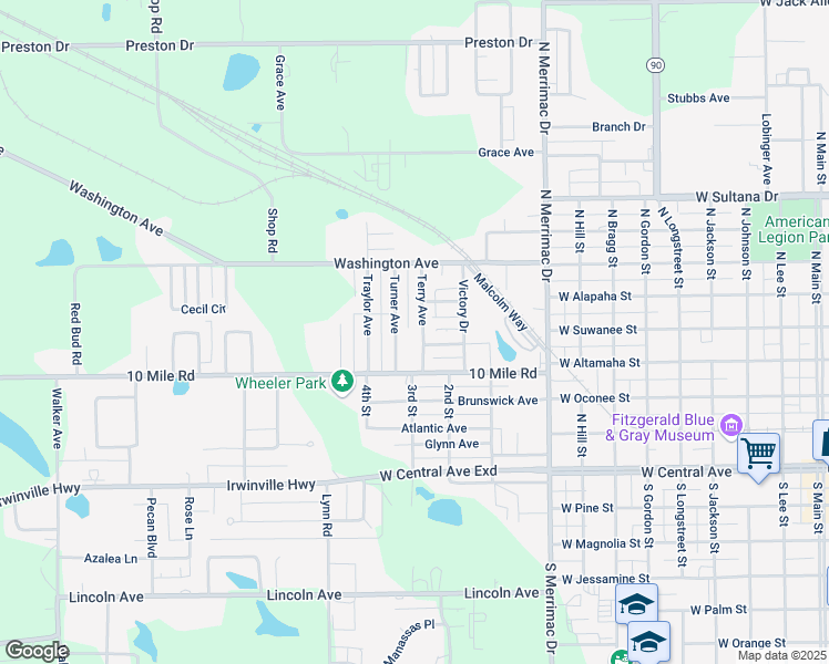 map of restaurants, bars, coffee shops, grocery stores, and more near 113 Terry Avenue in Fitzgerald