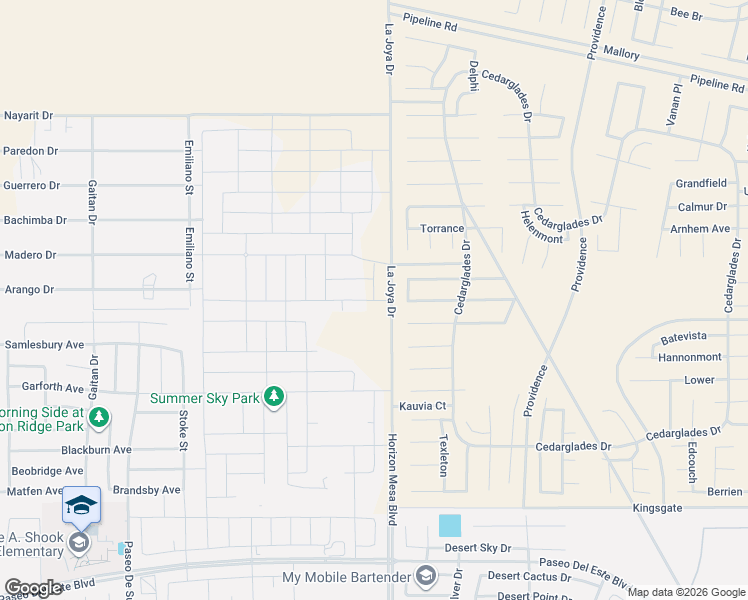 map of restaurants, bars, coffee shops, grocery stores, and more near La Joya in El Paso