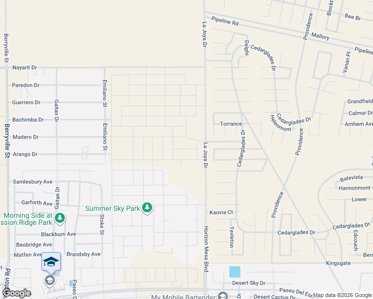 map of restaurants, bars, coffee shops, grocery stores, and more near La Joya in El Paso