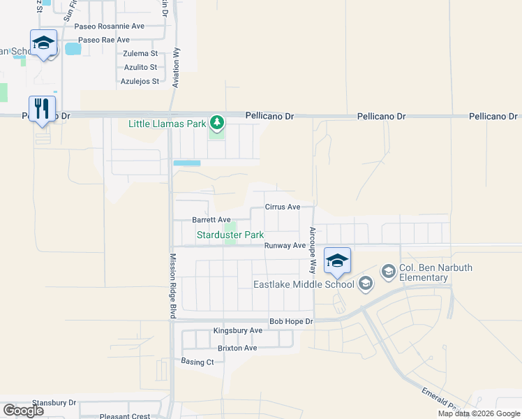map of restaurants, bars, coffee shops, grocery stores, and more near 1025 Earthstar Place in El Paso