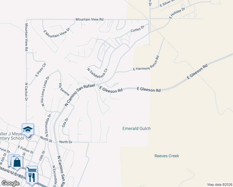 map of restaurants, bars, coffee shops, grocery stores, and more near 1973 E Gleeson Rd in Tombstone