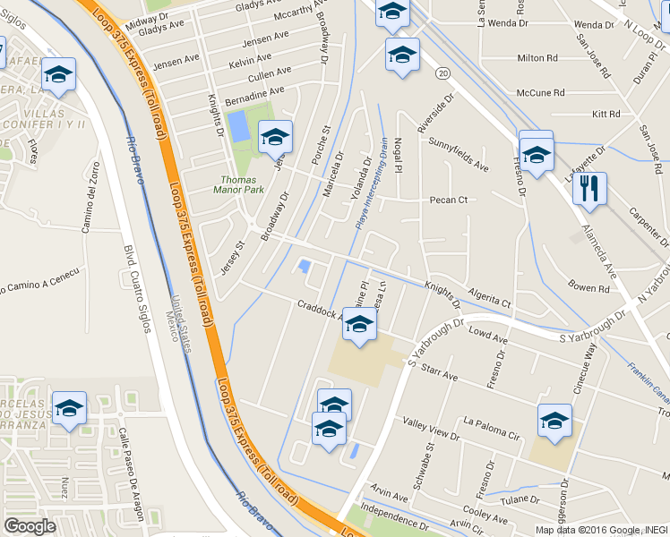 map of restaurants, bars, coffee shops, grocery stores, and more near 408 Bahia Kino Way in El Paso