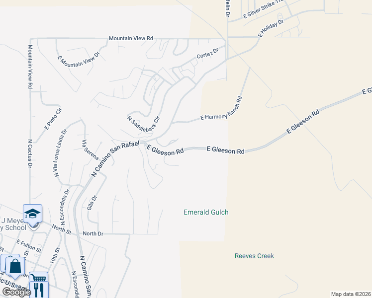 map of restaurants, bars, coffee shops, grocery stores, and more near 1973 East Gleeson Road in Tombstone