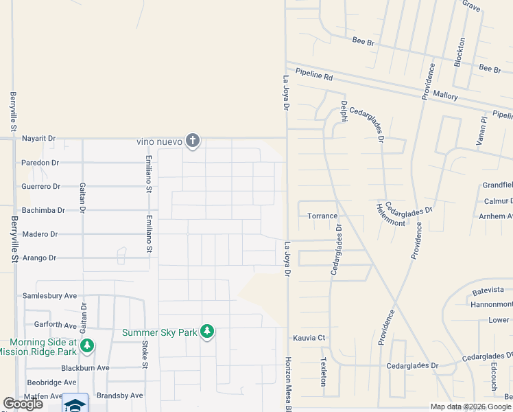 map of restaurants, bars, coffee shops, grocery stores, and more near Nayarit Road in El Paso