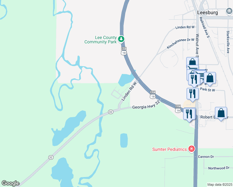 map of restaurants, bars, coffee shops, grocery stores, and more near 284 Linden Road West in Leesburg