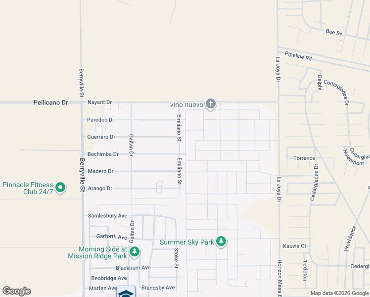 map of restaurants, bars, coffee shops, grocery stores, and more near 13782 Bachimba Drive in El Paso