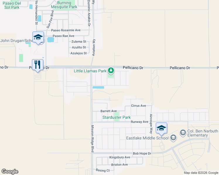 map of restaurants, bars, coffee shops, grocery stores, and more near 12753 Barstow in El Paso