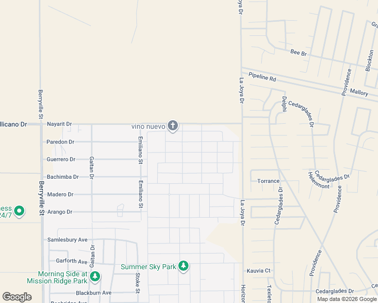 map of restaurants, bars, coffee shops, grocery stores, and more near Nayarit Road in El Paso