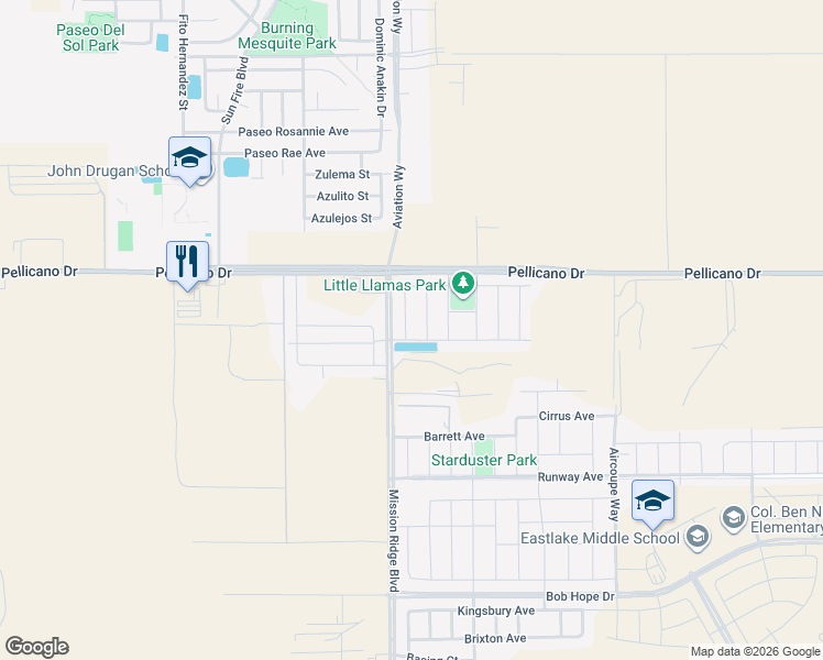 map of restaurants, bars, coffee shops, grocery stores, and more near 1108 Lajitas Place in El Paso