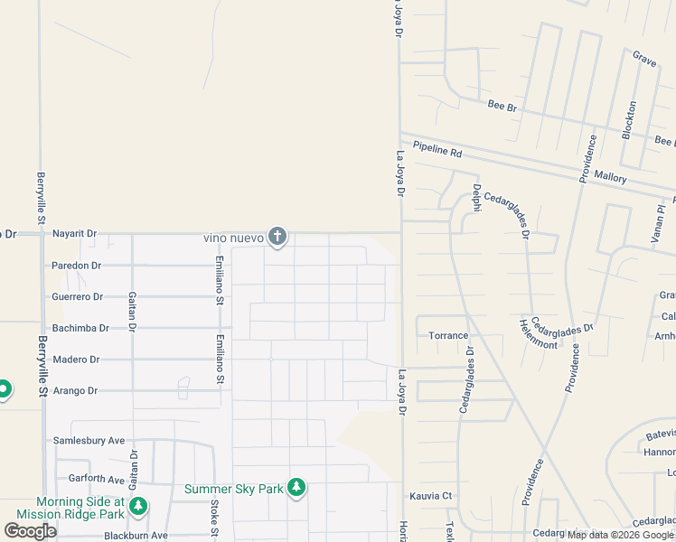 map of restaurants, bars, coffee shops, grocery stores, and more near Nayarit Road in El Paso