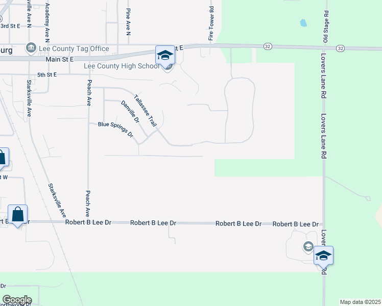 map of restaurants, bars, coffee shops, grocery stores, and more near 182 Tallassee Trail in Leesburg